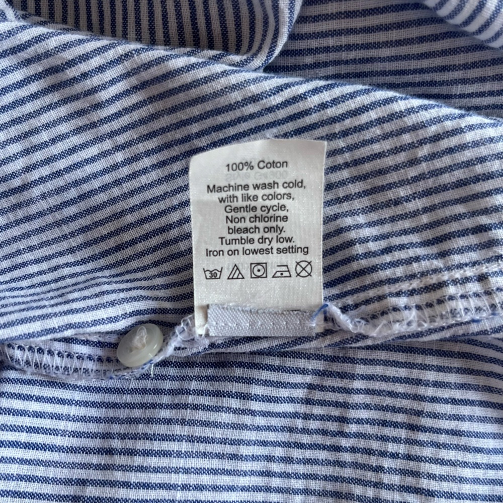 Madewell Side Button Striped Popover Shirt • XS • Blue and White Stripes - Picture 9 of 13
